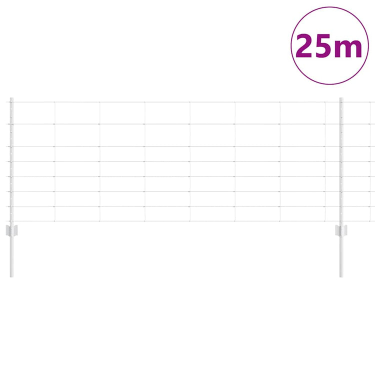 Vidaxxl Zaun mit Pfosten Silber 0,8 x 25 m Stahl