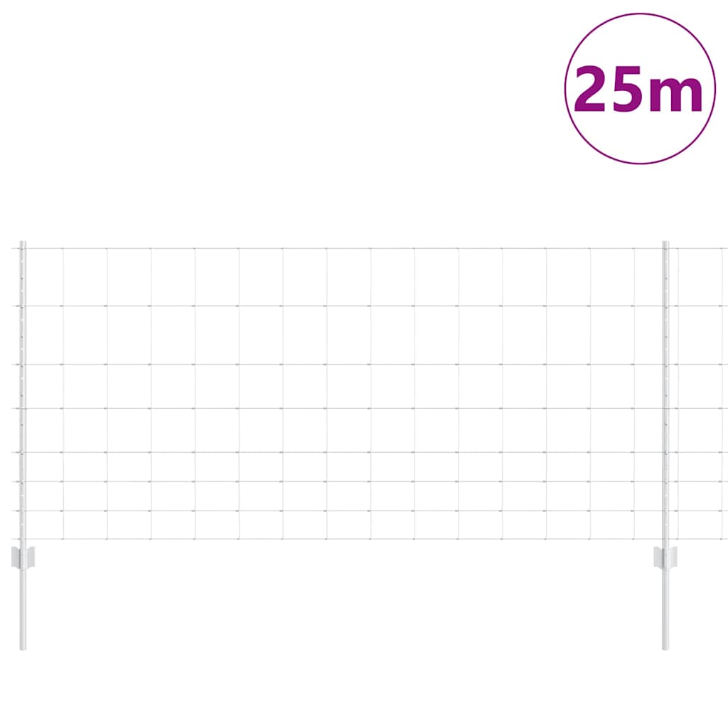 Vidaxxl Zaun mit Pfosten Silber 1 x 25 m Stahl