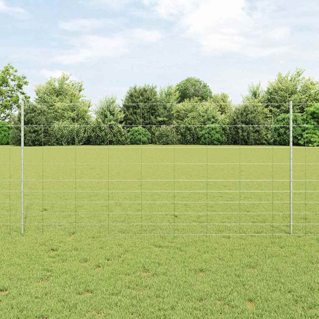 Vidaxxl Zaun mit Pfosten Silber 1,2 x 25 m Stahl