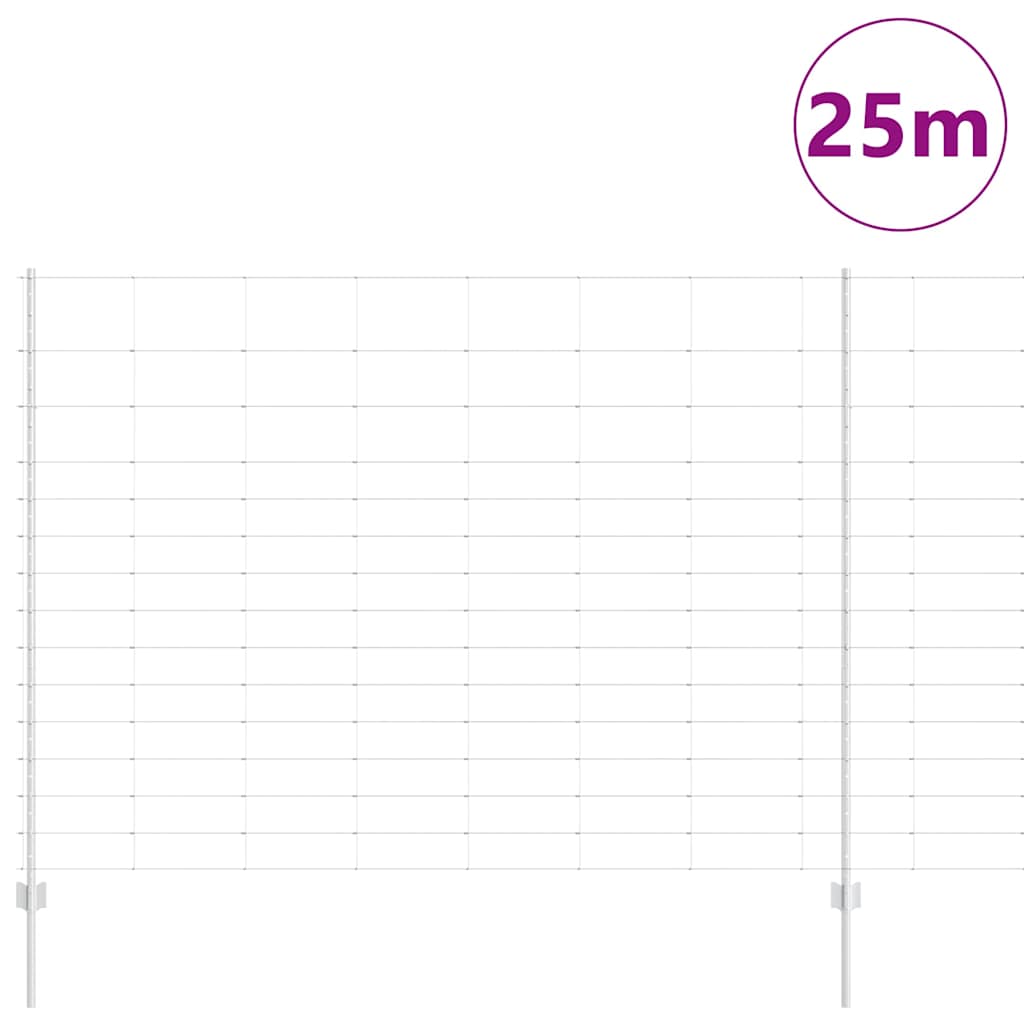 Vidaxl-Zaun mit silbernem Pfosten 1,6 x 25 m aus Stahl