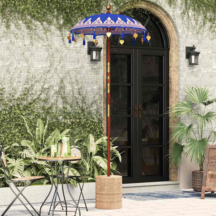 Vidaxl Balinesischer Sonnenschirm Blau 125 x 125 x 260 cm