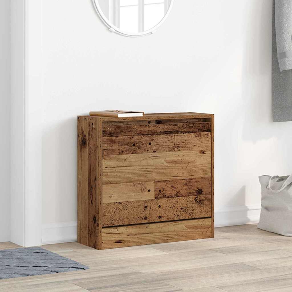 Vidaxxl Schuhschrank mit Regal Altholz 60 x 21 x 57 cm verarbeitetes Holz