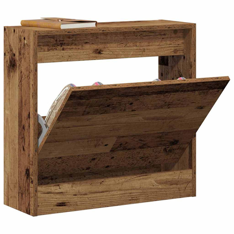 Vidaxxl Schuhschrank mit Regal Altholz 60 x 21 x 57 cm verarbeitetes Holz