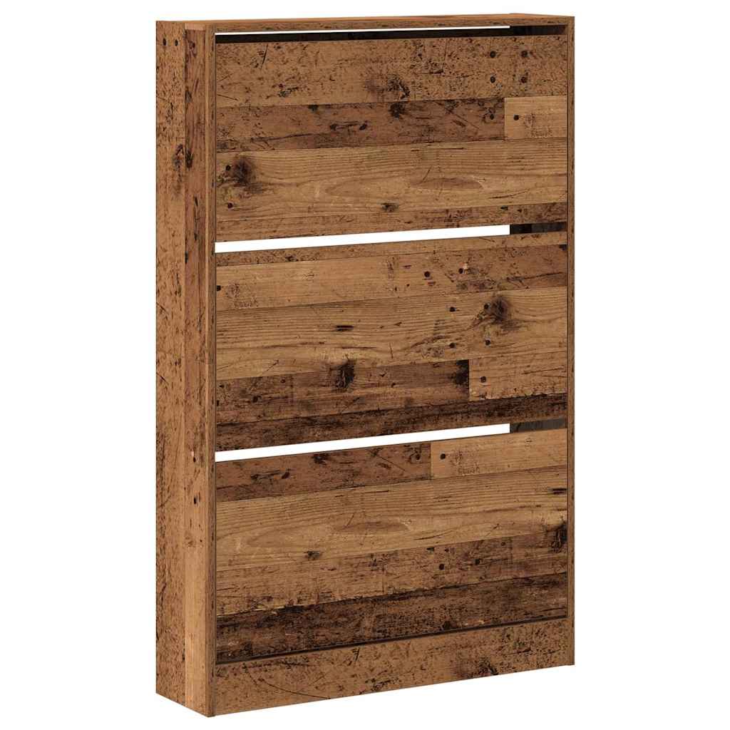 Vidaxxl Schuhschrank mit Regal Altholz 80 x 21 x 125,5 cm verarbeitetes Holz