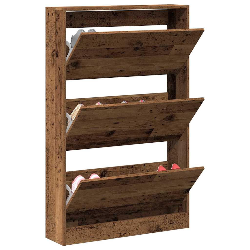 Vidaxxl Schuhschrank mit Regal Altholz 80 x 21 x 125,5 cm verarbeitetes Holz