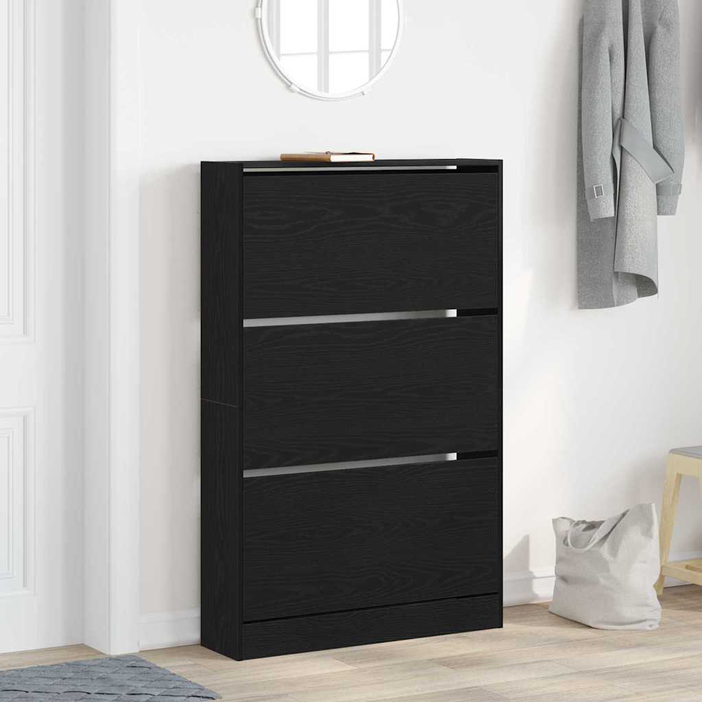 VidaXL Schuhschrank schwarze Eiche 80 x 21 x 125,5 cm fertiges Holz