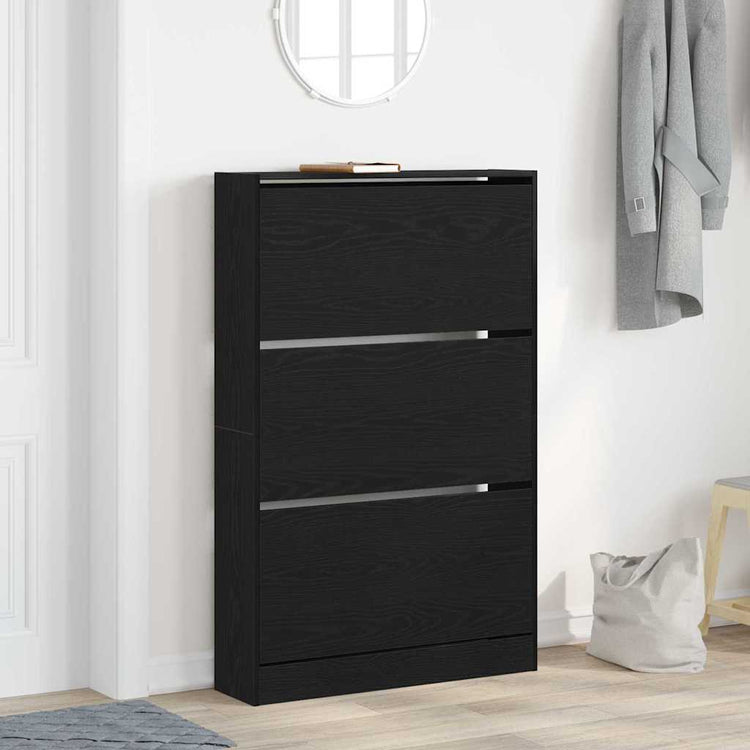 VidaXL Schuhschrank schwarze Eiche 80 x 21 x 125,5 cm fertiges Holz