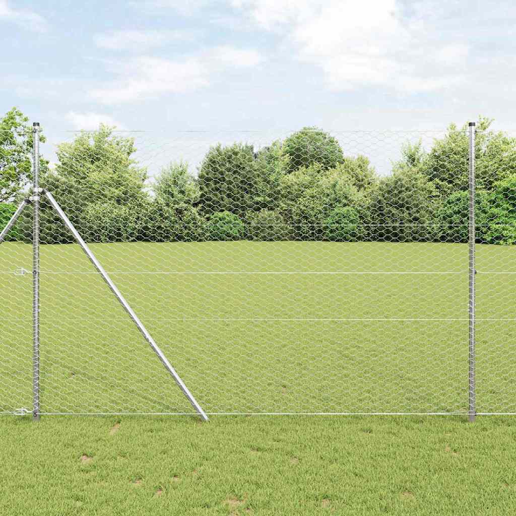 Vidaxl Sechseckzaun Silber 1,5 x 10 m verzinkter Stahl