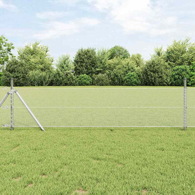 Vidaxx Sechseckzaun Silber 0,4 x 25 m aus verzinktem Stahl