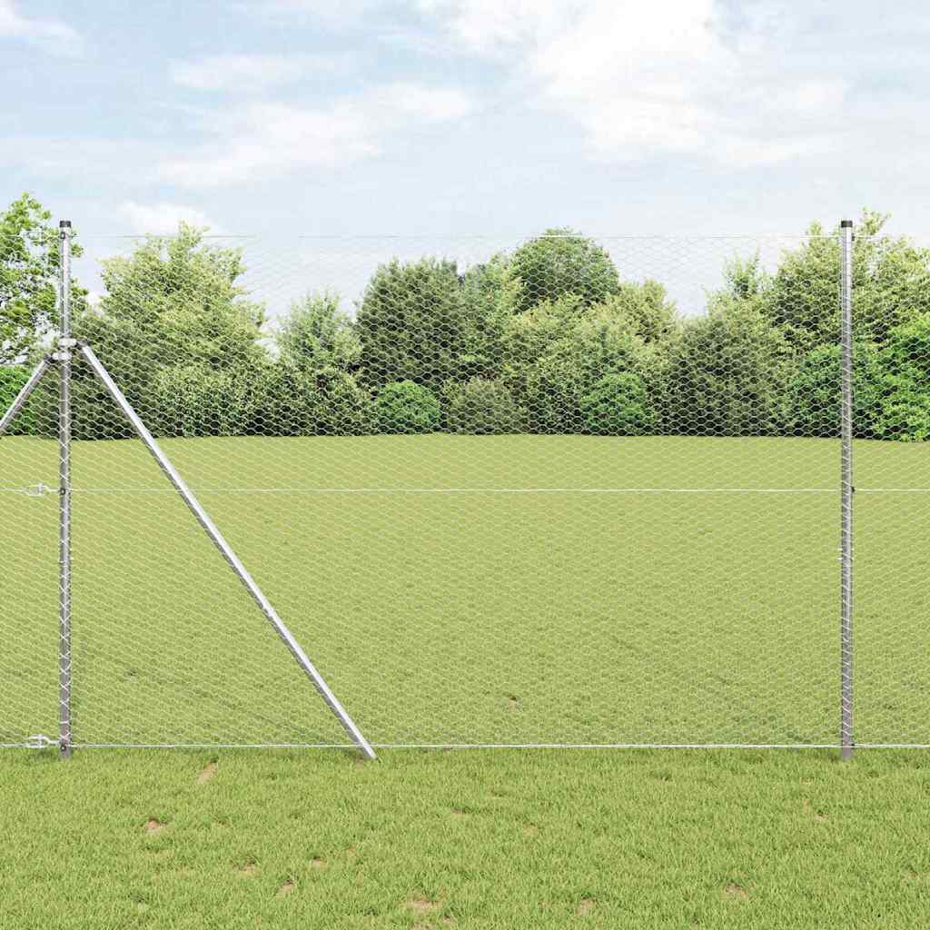 Vidaxl Sechseckzaun Silber 1,6 x 25 m verzinkter Stahl