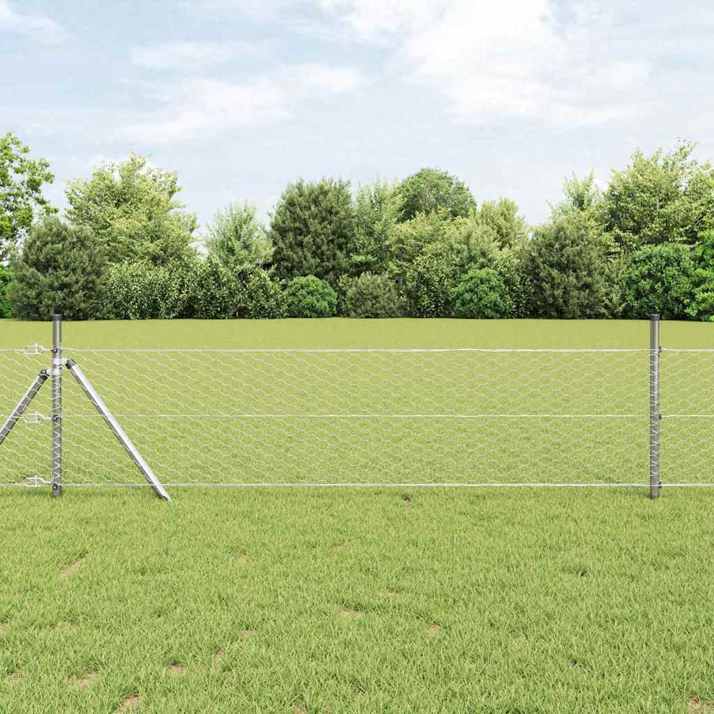 Vidaxx Sechseckzaun Silber 0,5 x 50 m aus verzinktem Stahl