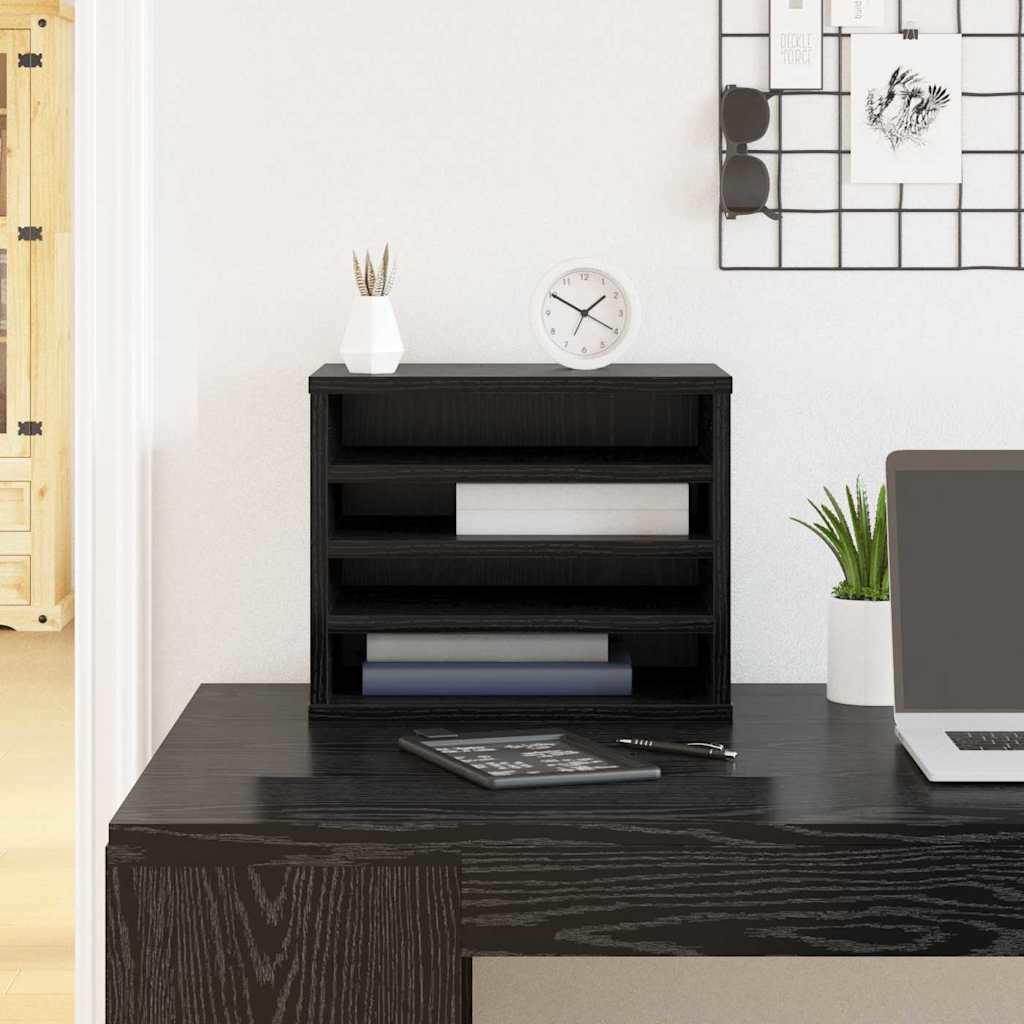 VidaXL Schreibtisch-Organizer aus schwarzer Eiche, 36 x 26 x 29,5 cm, fertiges Holz