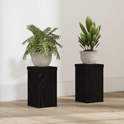 Vidaxxl Pflanzenständer 2 Stück schwarze Eiche 10 x 10 x 18 cm Holzwerkstoff