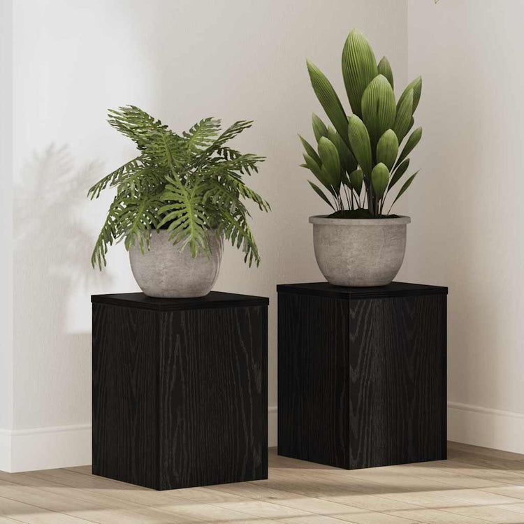 Vidaxxl Pflanzenständer 2 Stück schwarze Eiche 25 x 25 x 35 cm Holzwerkstoff