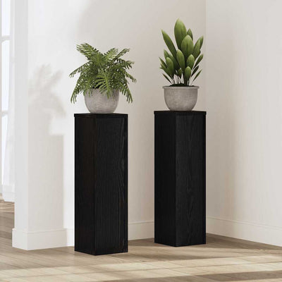 Vidaxxl Pflanzenständer 2 Stück schwarze Eiche 17 x 17 x 60 cm verarbeitetes Holz