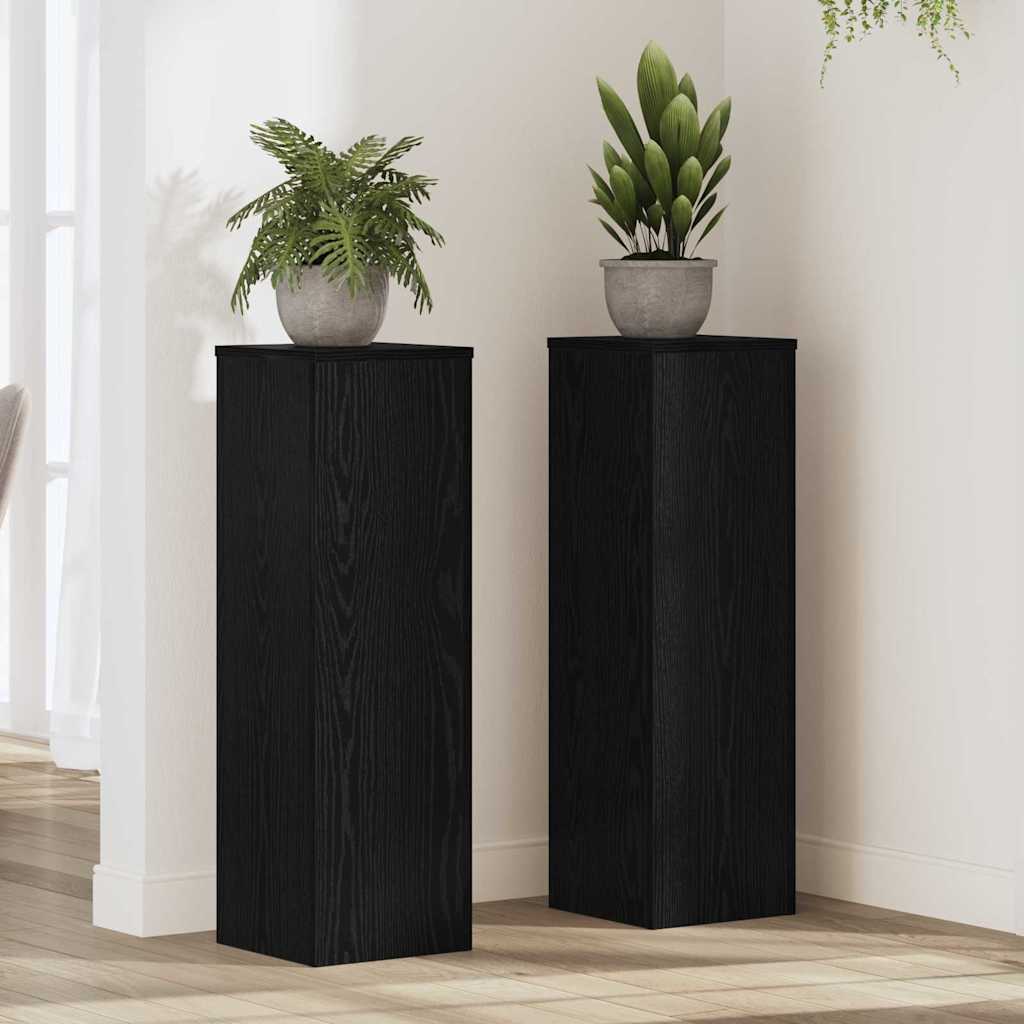 Vidaxxl Pflanzenständer 2 Stück schwarze Eiche 25 x 25 x 80 cm Holzwerkstoff
