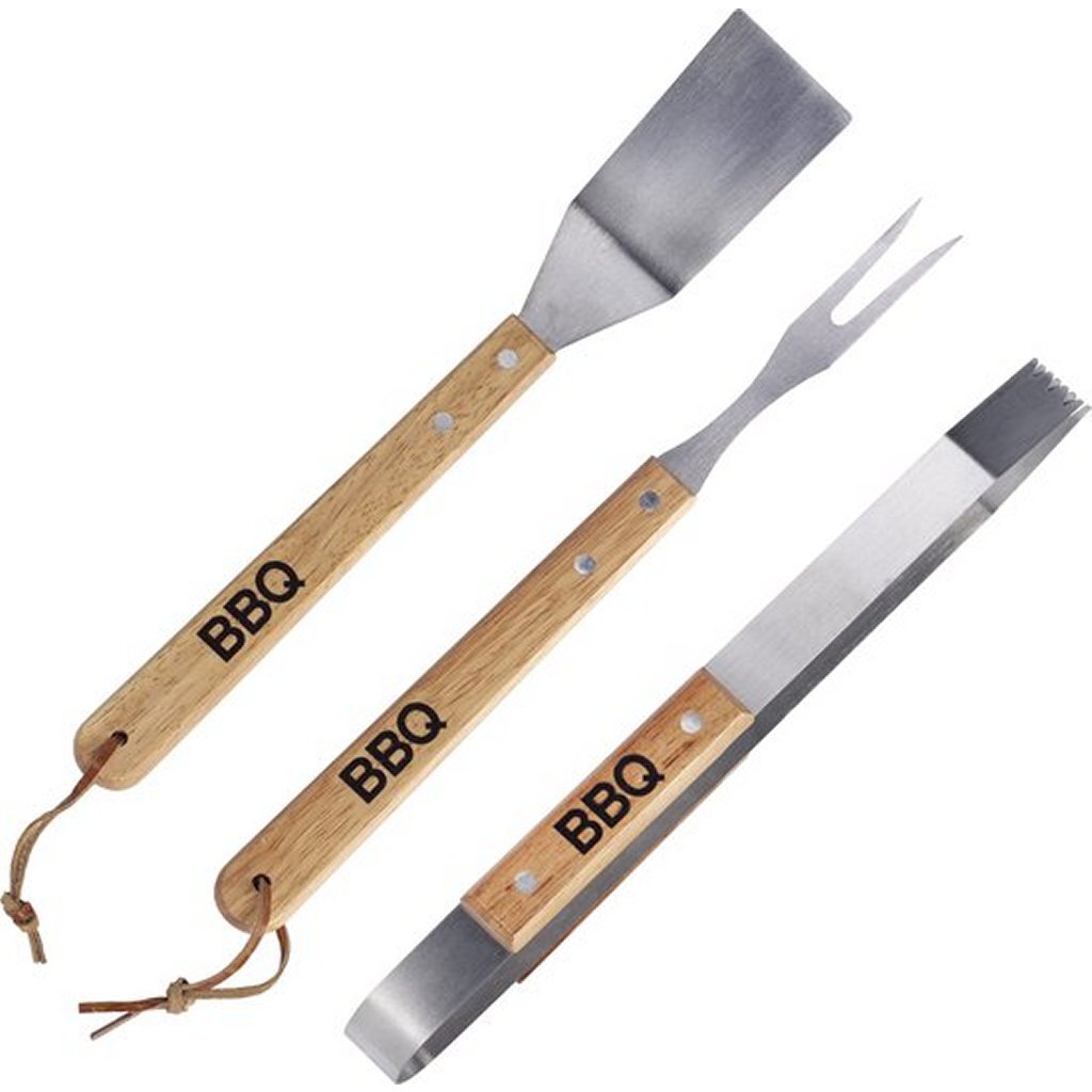 Interbosch Grillbesteckset 3-teilig Holz Edelstahl
