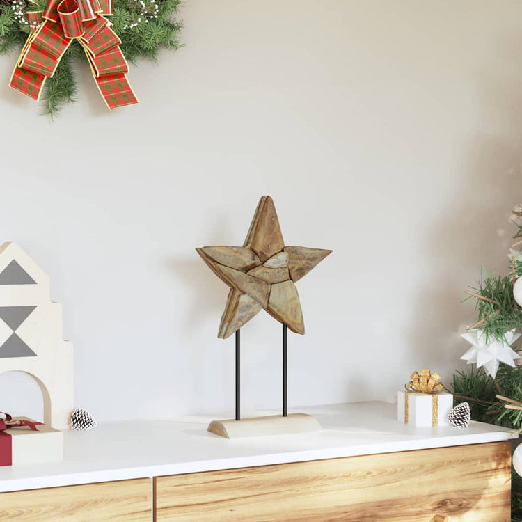 Vidaxx Weihnachtsstern braun 31 x 15 x 46 cm massives Teakholz