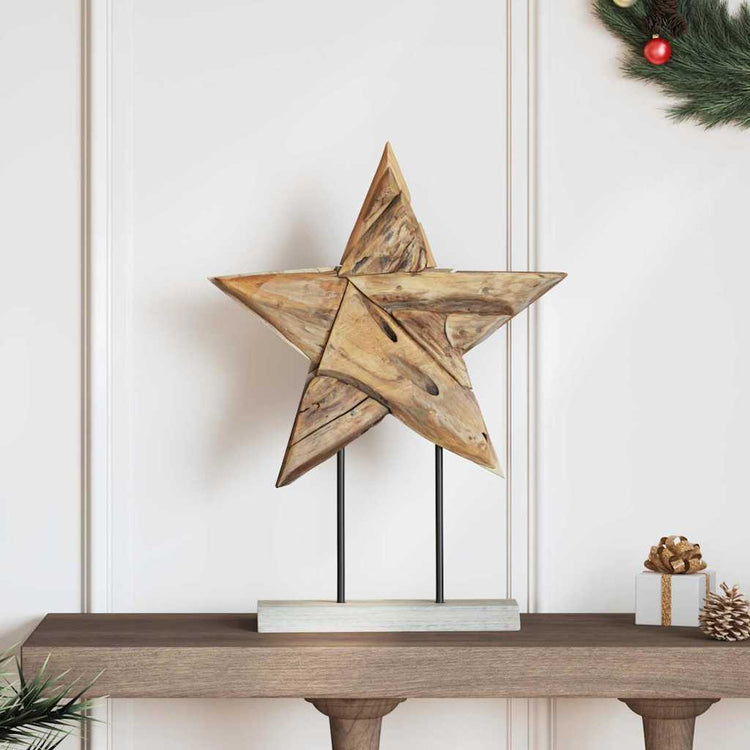 Vidaxx Weihnachtsstern braun 43,5 x 13,5 x 59 cm massives Teakholz