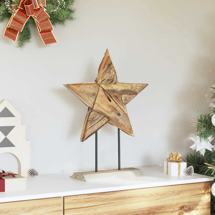 Vidaxx Weihnachtsstern braun 43,5 x 13,5 x 59 cm massives Teakholz