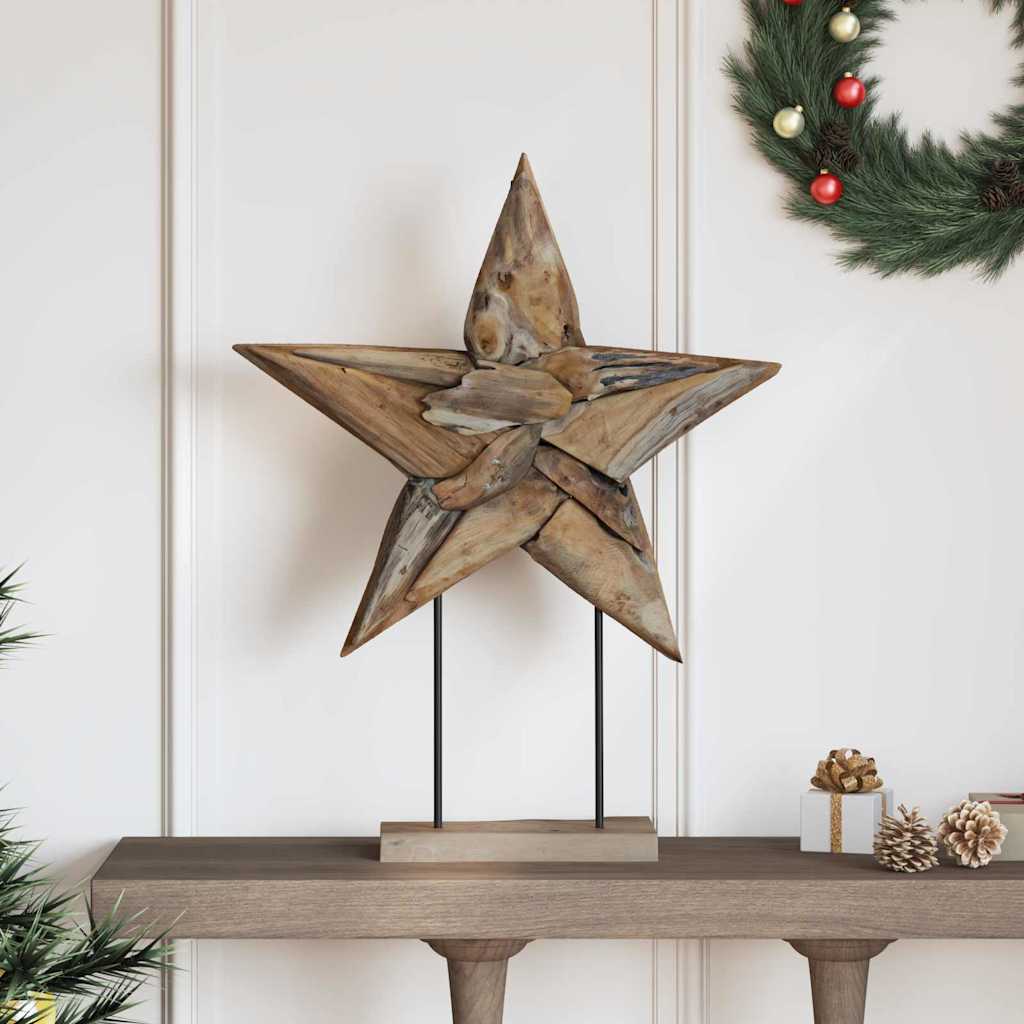 Vidaxx Weihnachtsstern braun 59,5 x 18 x 74 cm massives Teakholz