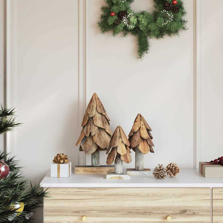 Vidaxx-Weihnachtsbaum mit standardmäßigem 3-teiligem braunem massivem Teakholz