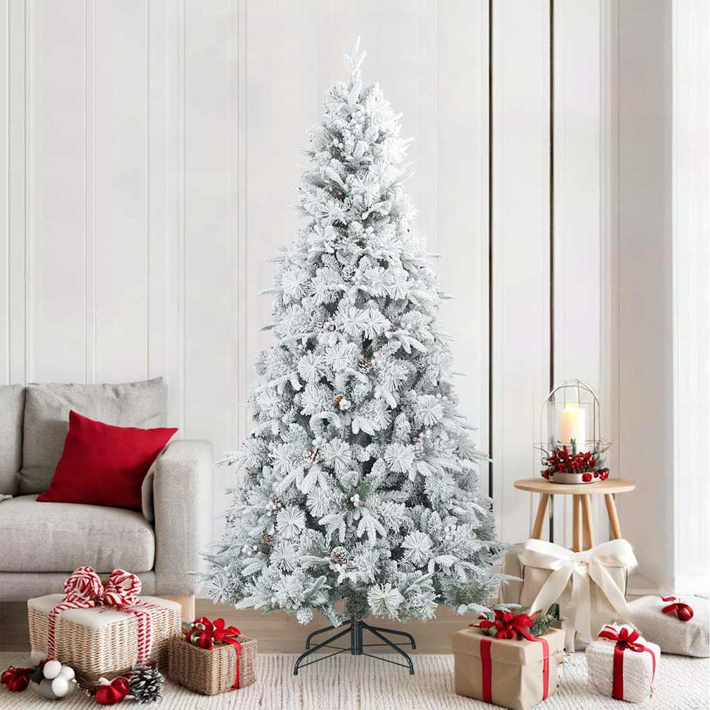 Vidaxl künstlicher Weihnachtsbaum mit Federzweigen, schneebedeckt weiß 210 cm