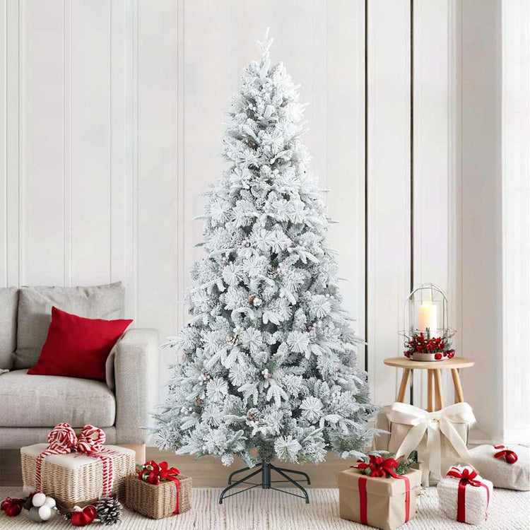 Vidaxl künstlicher Weihnachtsbaum mit Federzweigen, schneebedeckt weiß 210 cm