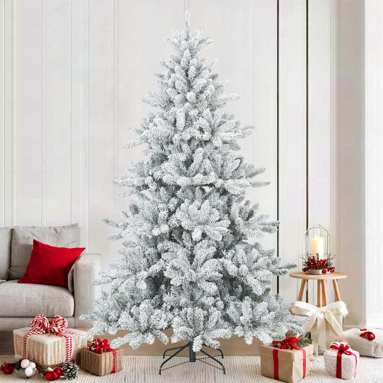Vidaxl künstlicher Weihnachtsbaum mit Federzweigen, schneebedeckt weiß 210 cm