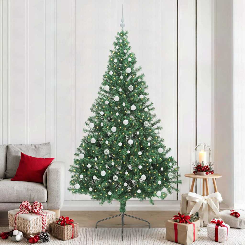 Vidaxx künstlicher, beleuchteter Weihnachtsbaum mit 300 LEDs, grün, 240 cm, PVC