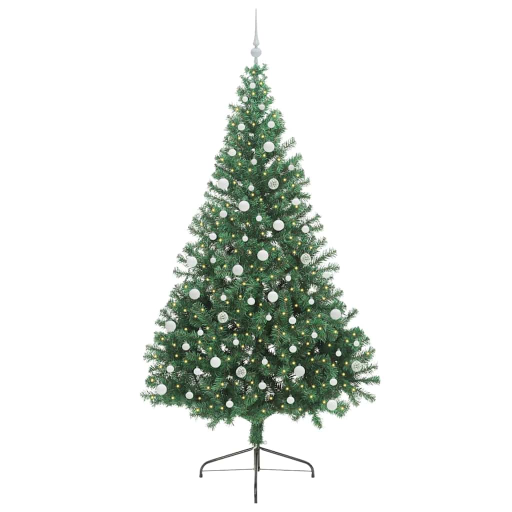 Vidaxx künstlicher, beleuchteter Weihnachtsbaum mit 300 LEDs, grün, 240 cm, PVC