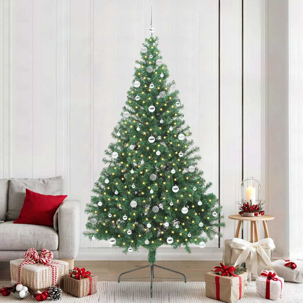 Vidaxx künstlicher, beleuchteter Weihnachtsbaum mit 300 LEDs, grün, 240 cm, PVC