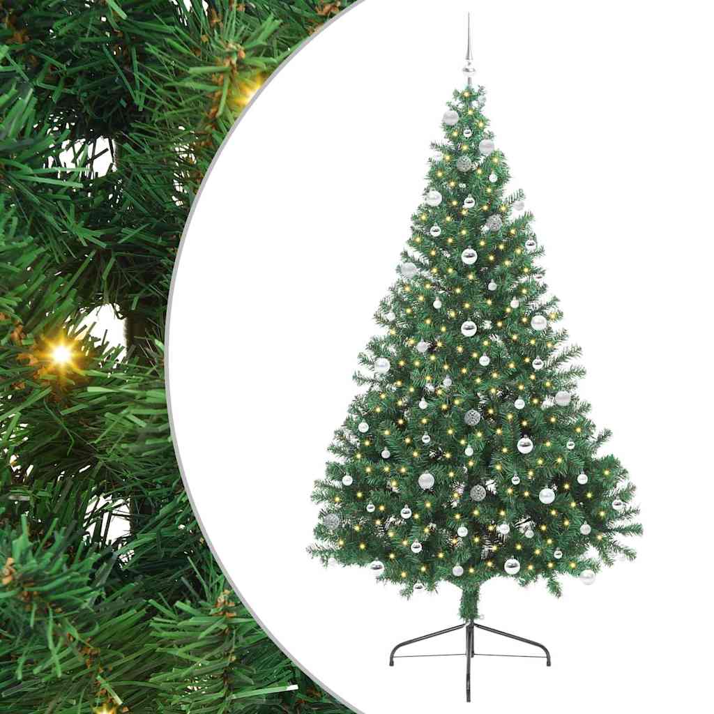 Vidaxx künstlicher, beleuchteter Weihnachtsbaum mit 300 LEDs, grün, 240 cm, PVC