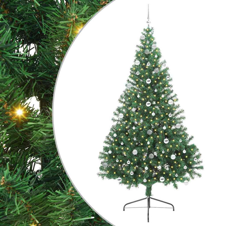 Vidaxx künstlicher, beleuchteter Weihnachtsbaum mit 300 LEDs, grün, 240 cm, PVC