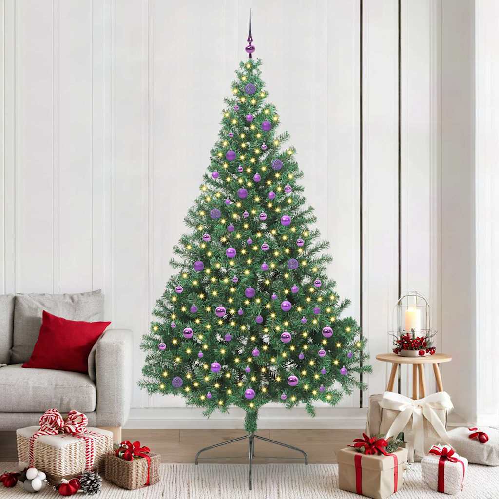 Vidaxx künstlicher, beleuchteter Weihnachtsbaum mit 300 LEDs, grün, 240 cm, PVC