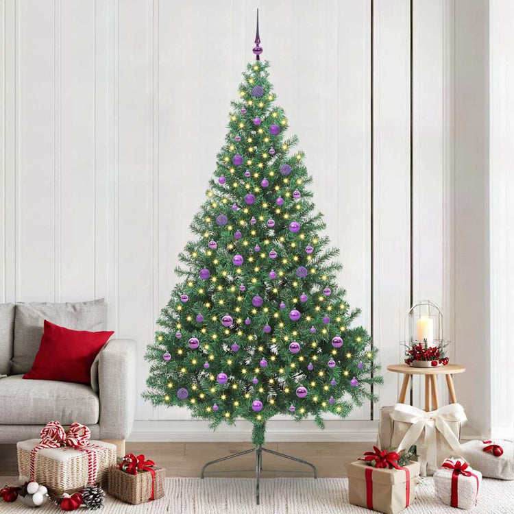Vidaxx künstlicher, beleuchteter Weihnachtsbaum mit 300 LEDs, grün, 240 cm, PVC