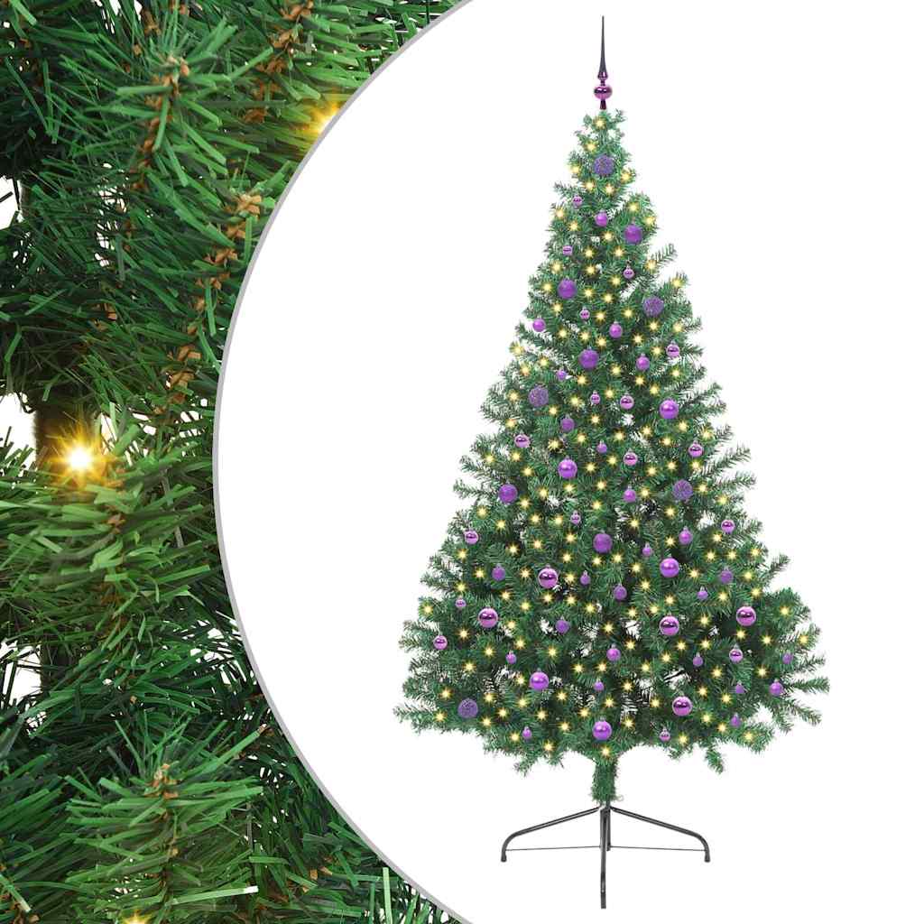 Vidaxx künstlicher, beleuchteter Weihnachtsbaum mit 300 LEDs, grün, 240 cm, PVC