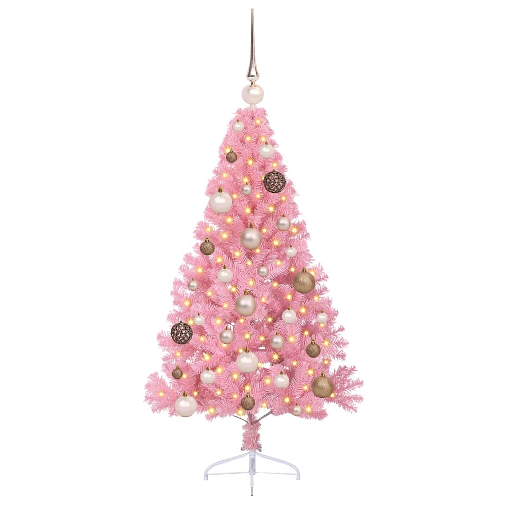 VidaXL künstlicher, beleuchteter Weihnachtsbaum mit 150 LEDs, rosa, 120 cm, PVC