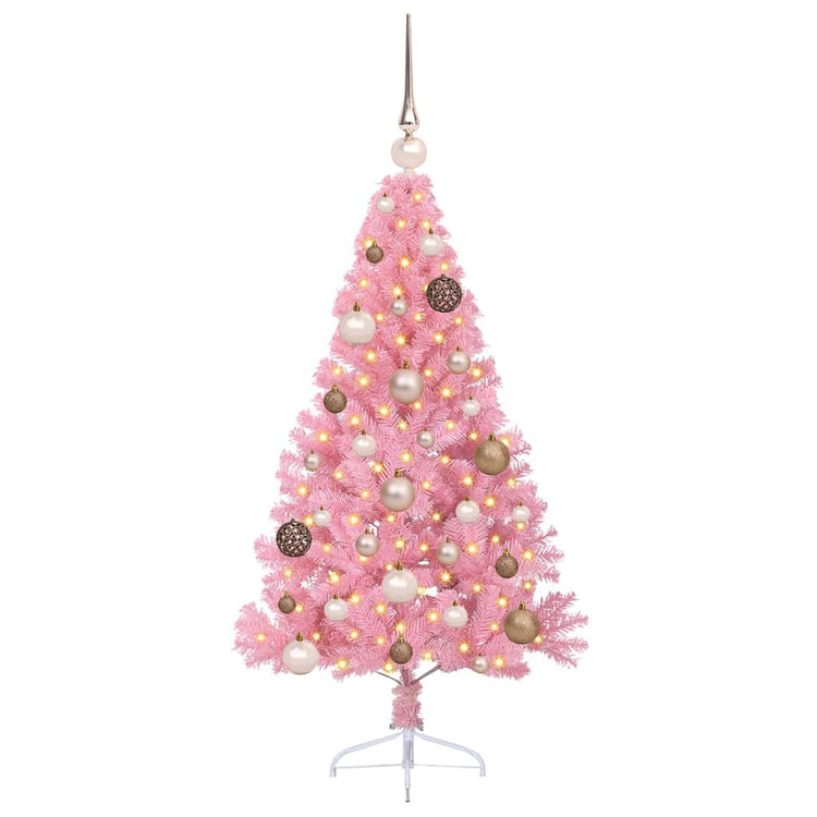 VidaXL künstlicher, beleuchteter Weihnachtsbaum mit 150 LEDs, rosa, 120 cm, PVC