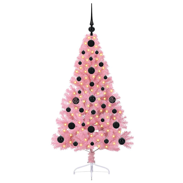 VidaXL künstlicher, beleuchteter Weihnachtsbaum mit 150 LEDs, rosa, 120 cm, PVC