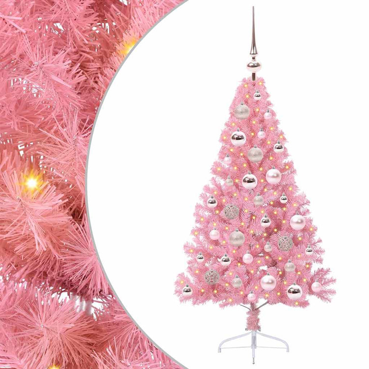 VidaXL künstlicher, beleuchteter Weihnachtsbaum mit 150 LEDs, rosa, 120 cm, PVC