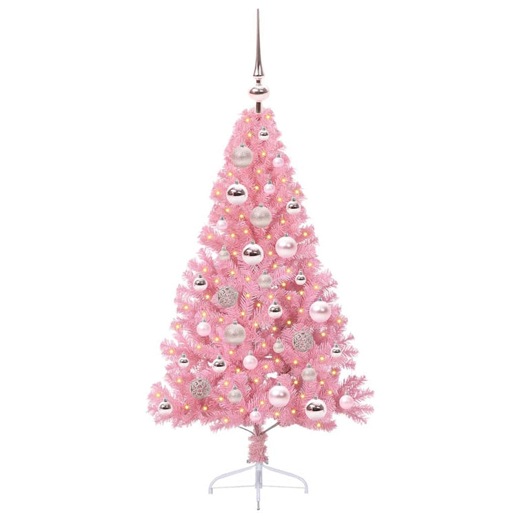 VidaXL künstlicher, beleuchteter Weihnachtsbaum mit 150 LEDs, rosa, 120 cm, PVC
