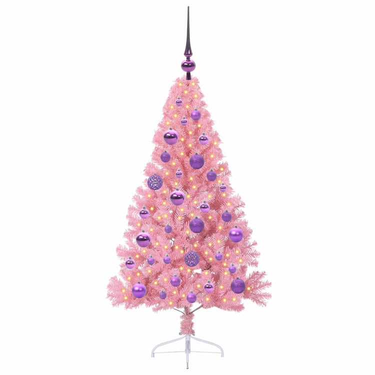 VidaXL künstlicher, beleuchteter Weihnachtsbaum mit 150 LEDs, rosa, 120 cm, PVC