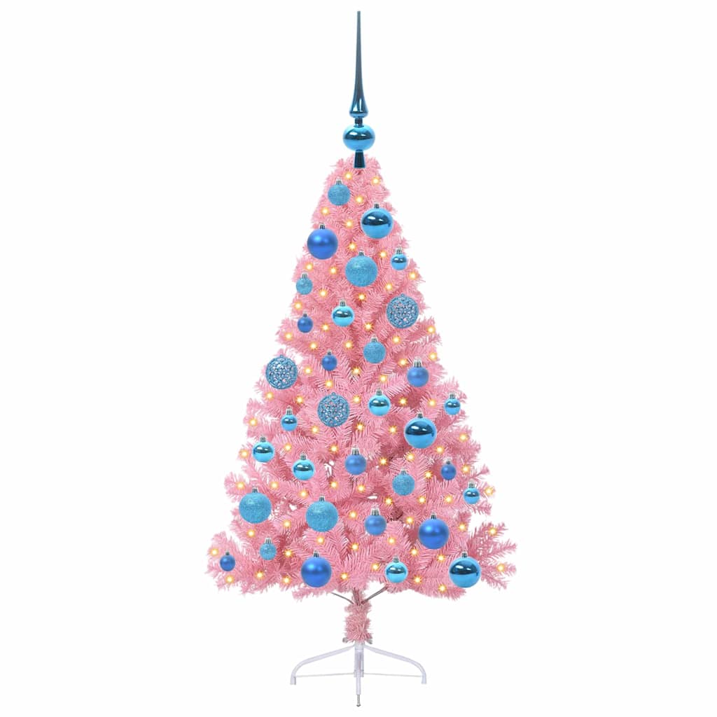 VidaXL künstlicher, beleuchteter Weihnachtsbaum mit 150 LEDs, rosa, 120 cm, PVC