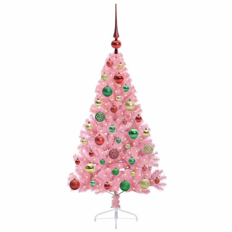 VidaXL künstlicher, beleuchteter Weihnachtsbaum mit 150 LEDs, rosa, 120 cm, PVC