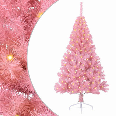 VidaXL künstlicher, beleuchteter Weihnachtsbaum mit 150 LEDs, rosa, 150 cm PVC