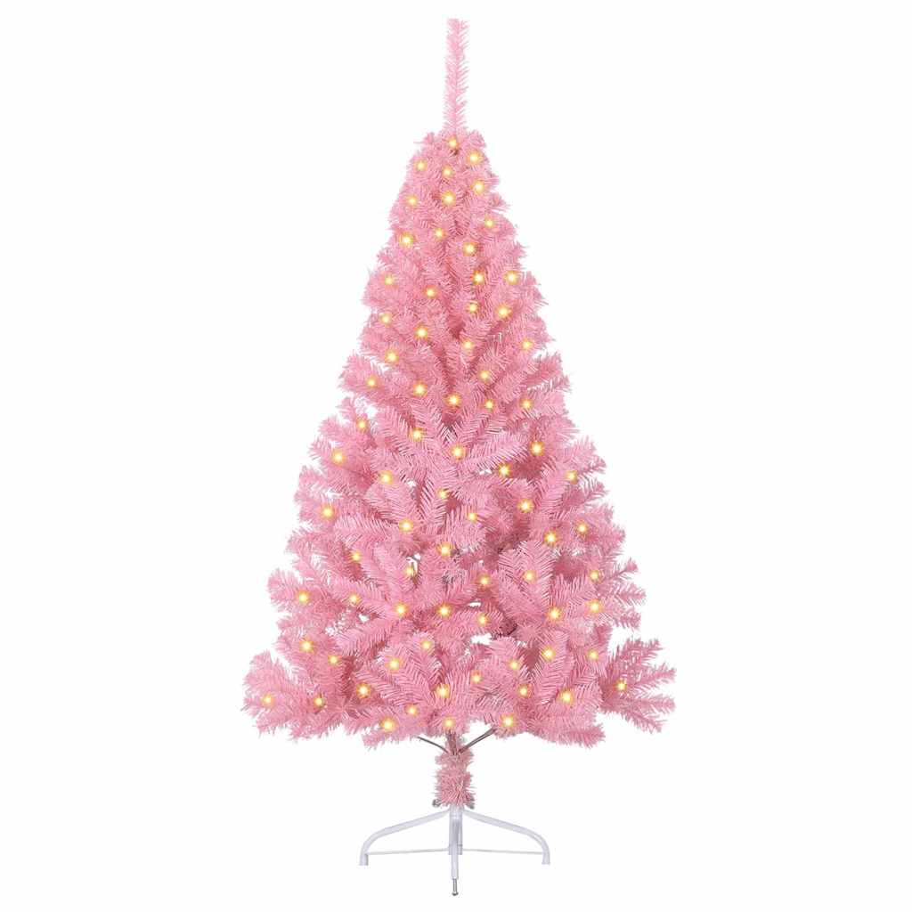 VidaXL künstlicher, beleuchteter Weihnachtsbaum mit 150 LEDs, rosa, 150 cm PVC