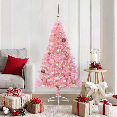 VidaXL künstlicher, beleuchteter Weihnachtsbaum mit 150 LEDs, rosa, 150 cm PVC
