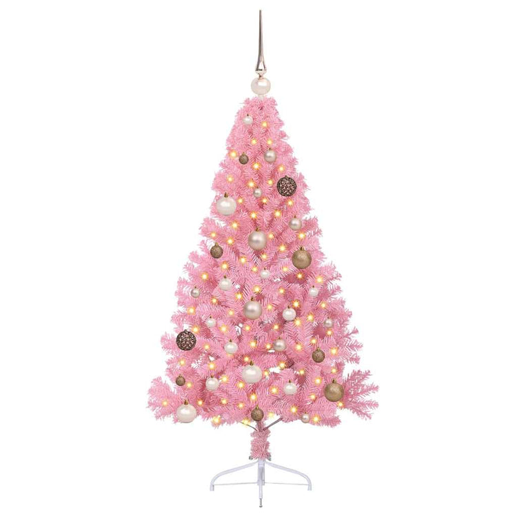 VidaXL künstlicher, beleuchteter Weihnachtsbaum mit 150 LEDs, rosa, 150 cm PVC
