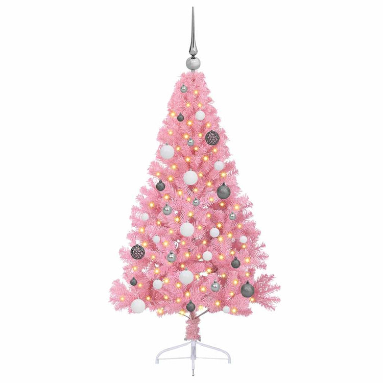 VidaXL künstlicher, beleuchteter Weihnachtsbaum mit 150 LEDs, rosa, 150 cm PVC